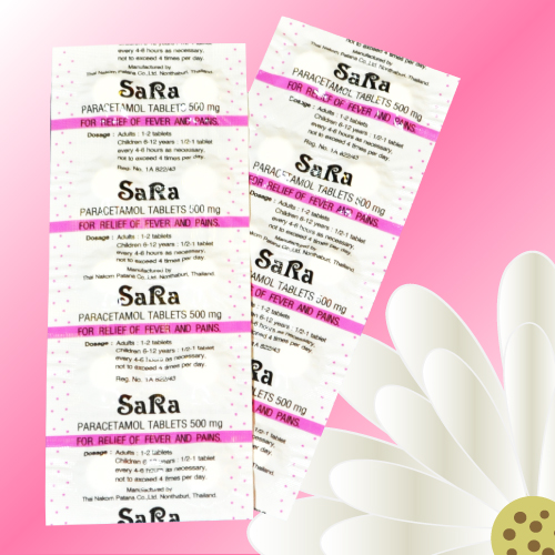 SaRa (パラセタモール/アセトアミノフェン) 500mg 50錠 (10錠x5シート)